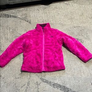 Reversible Girls’ Northface Hot Pink Mossbud Swirl high-pile Fleece Jacket